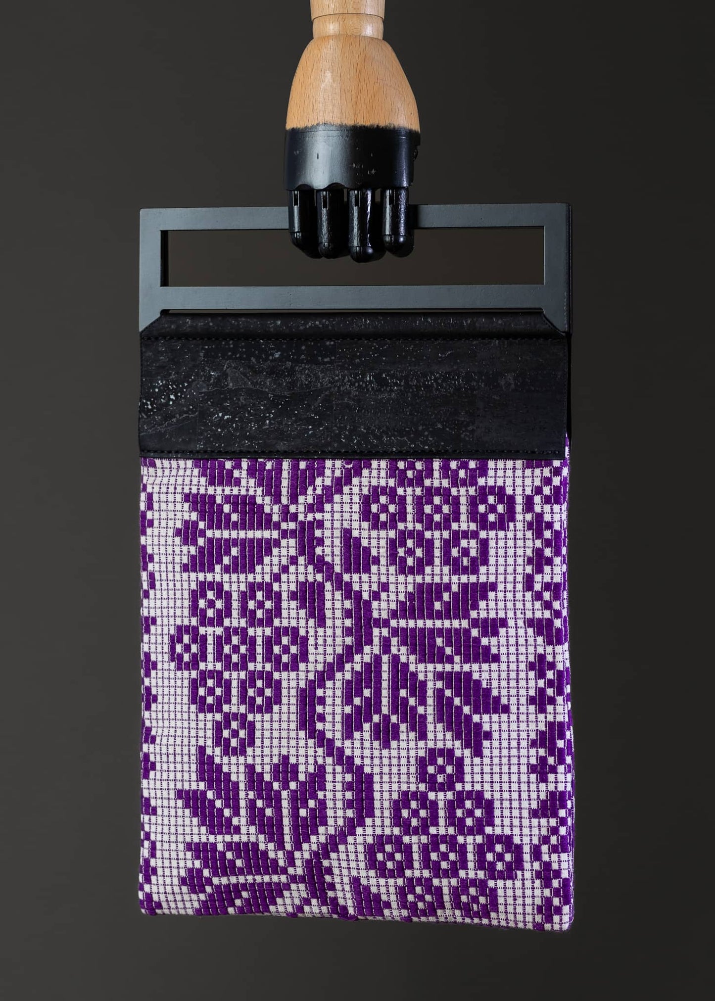 Front view of FTLO bag featuring a purple grapes pattern against a white backdrop.