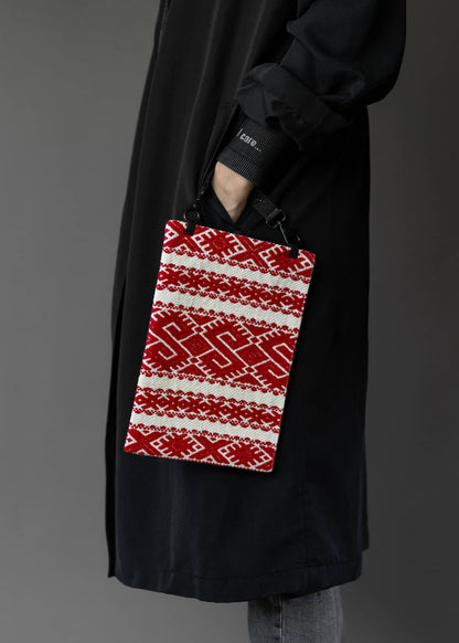 Le paysan clutch - Red/White geometric