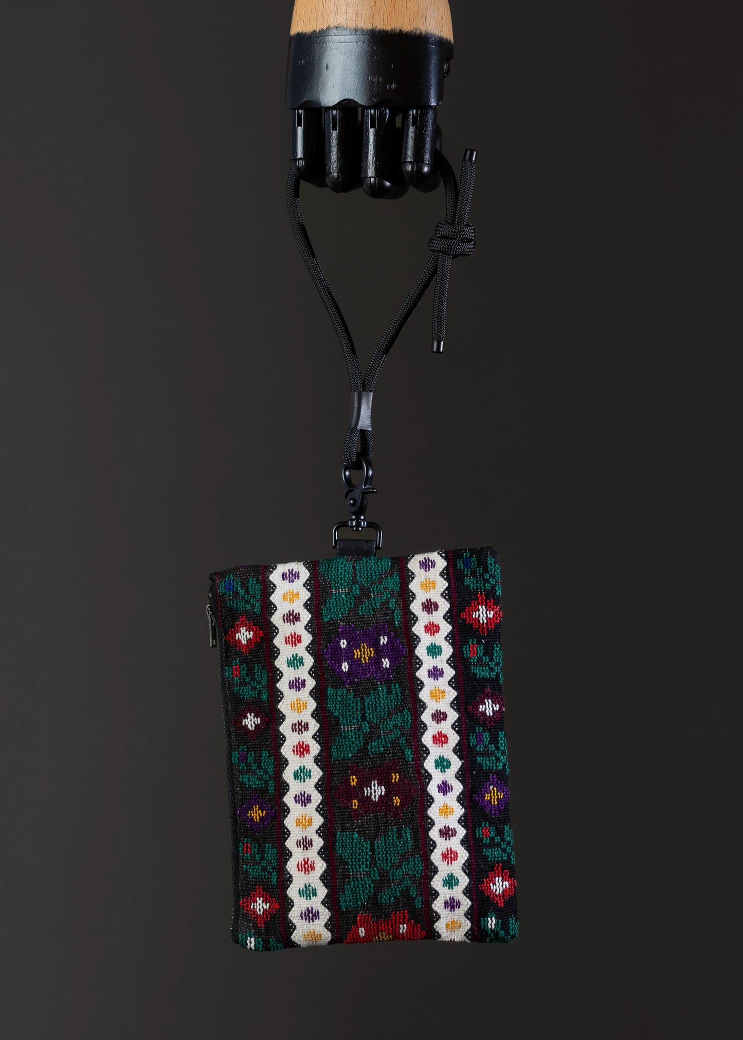 Front view of the small FTLO bag with a rich, multicolor floral pattern.